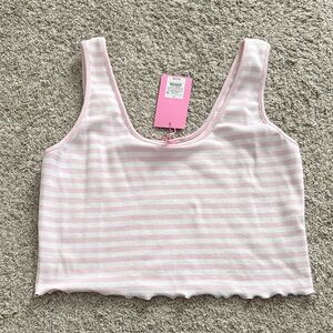 Stoney Clover by Target Pink & White Striped Crop Tank Top